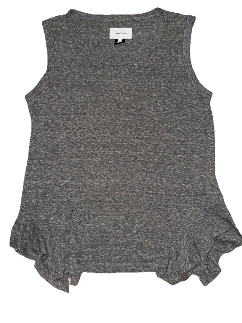 Current/Elliott Women's Tank Top Grey Ruffles Size 2 USA Made Cotton Blend
